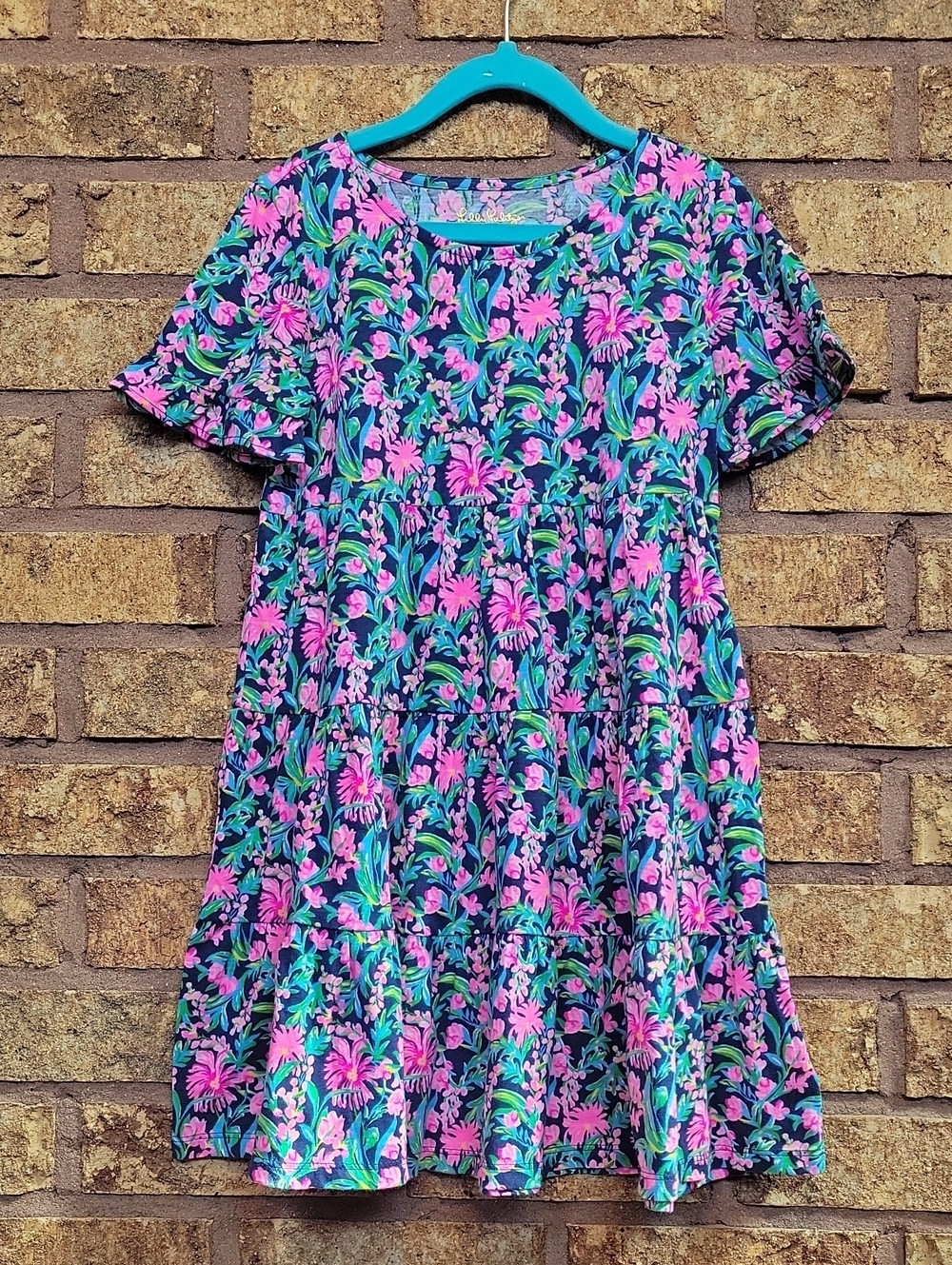 Lily Pulitzer Mini Jodee Dress Floral Cotton  Short Bell Sleeves Medium 6/7